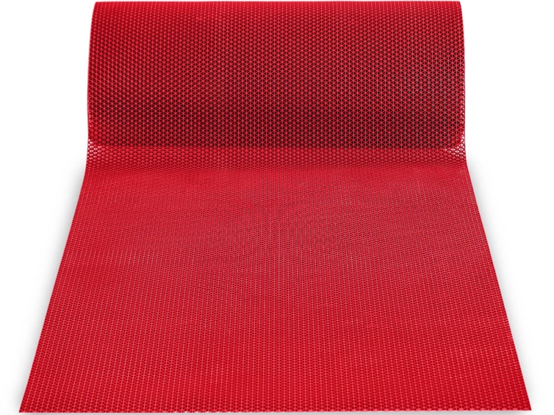 Kırmızı Z Mat Paspas - Delikli PVC kafes yapısıyla suyu ve kiri zemine aktaran, kaymaz yüzeyi ile güvenli kullanım sağlayan kırmızı Z mat paspas. Havuz kenarı, duş kabini, mutfak ve ıslak zemin uygulamaları için ideal; metre bazında veya rulo olarak temin edilir.